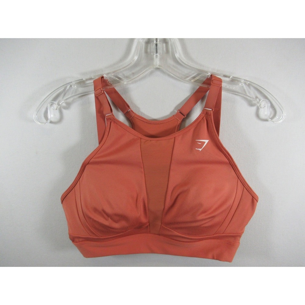 Gymshark Sports Bra Medium Orange Wireless High Support Mesh Neckline b1a5y